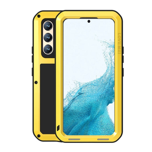For Samsung Galaxy S22  LOVE MEI Metal Shockproof Waterproof Dustproof Protective Phone Case with Glass(Yellow) - Galaxy S22 5G Cases by LOVE MEI | Online Shopping UK | buy2fix