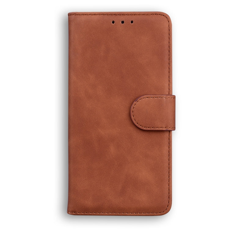 For Tecno Spark 8 Pro Skin Feel Pure Color Flip Leather Phone Case(Brown) - Tecno Cases by buy2fix | Online Shopping UK | buy2fix