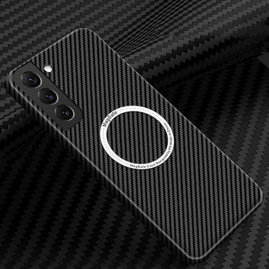 For Samsung Galaxy S22 5G Carbon Fiber Texture MagSafe Magnetic Phone Case(Black) - Galaxy S22 5G Cases by buy2fix | Online Shopping UK | buy2fix