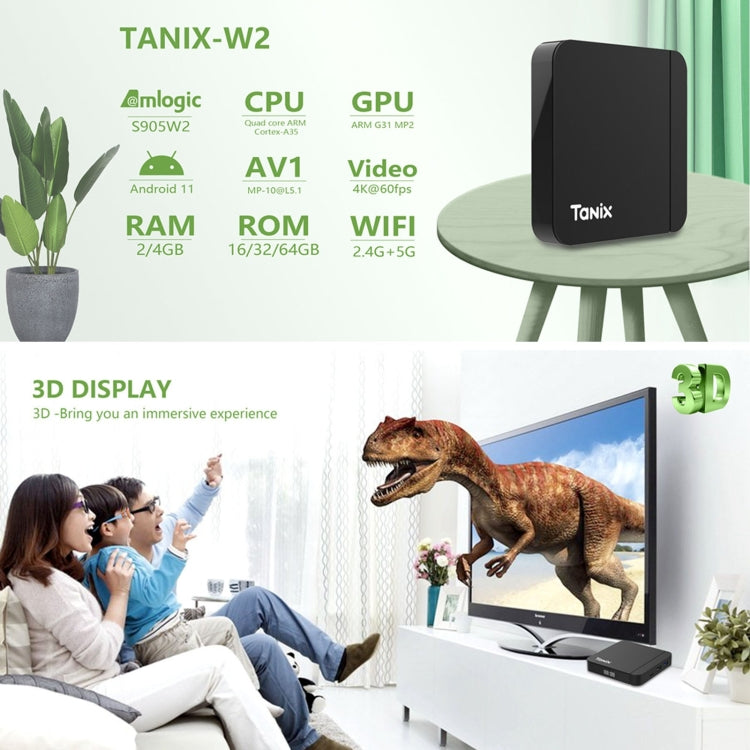 Tanix W2 Amlogic S905 Quad Core Smart TV Set Top Box, RAM:4G+64G With Dual Wifi/BT(UK Plug) - Amlogic S905 by buy2fix | Online Shopping UK | buy2fix