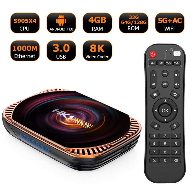 MECOOL HK1RBOX X4 4K TV Box, Android 11 Amlogic S905X4 CPU with RC 4GB+128GB(US Plug) - Amlogic S905 by MECOOL | Online Shopping UK | buy2fix