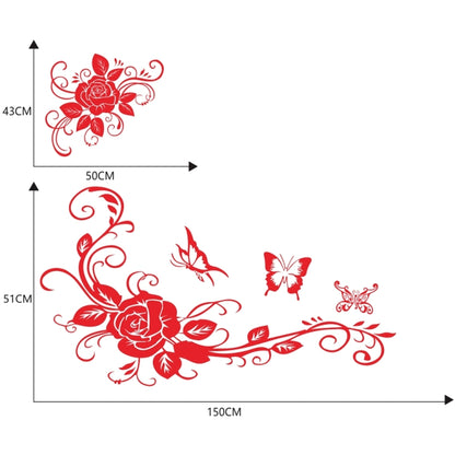 2 PCS/Set D-72 Butterfly Love Flower Pattern Car Modified Decorative Sticker(Red) - In Car by buy2fix | Online Shopping UK | buy2fix