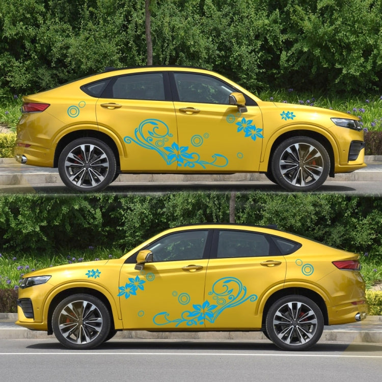 2 PCS/Set D-75 Flower Vine Pattern Car Modified Decorative Sticker(Blue) - In Car by buy2fix | Online Shopping UK | buy2fix