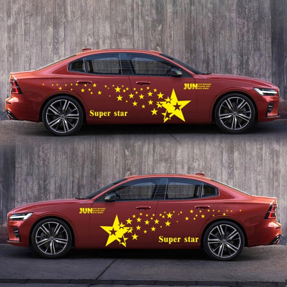 2 PCS/Set D-207 Star Pattern Car Modified Decorative Sticker(Yellow) - In Car by buy2fix | Online Shopping UK | buy2fix
