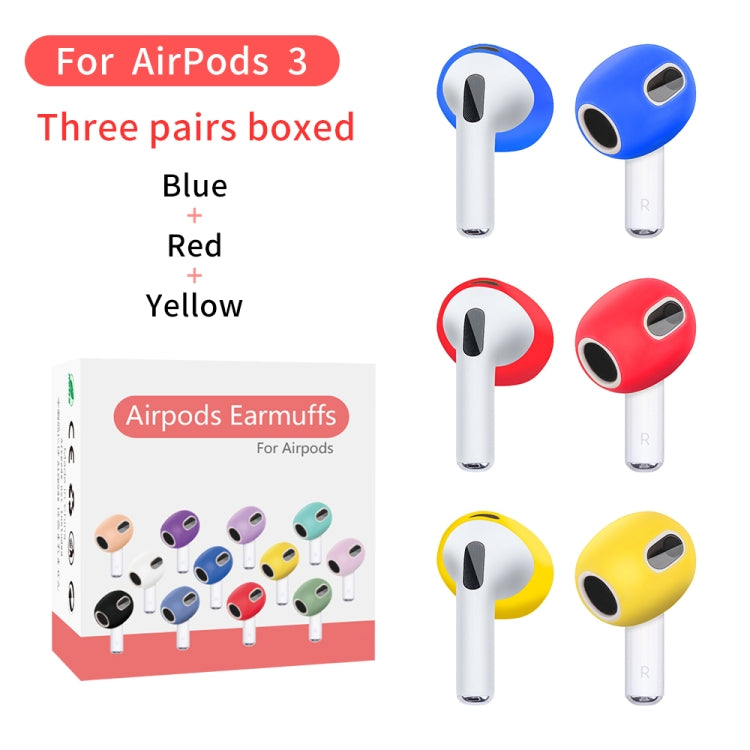 3 Pairs Earphone Silicone Earmuffs For AirPods 3(Blue+Red+Yellow) - For AirPods 3 by buy2fix | Online Shopping UK | buy2fix