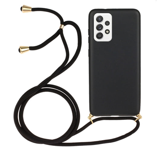 For Samsung Galaxy A33 5G Wheat Straw Material + TPU Protective Case with Lanyard(Black) - Samsung Accessories by buy2fix | Online Shopping UK | buy2fix