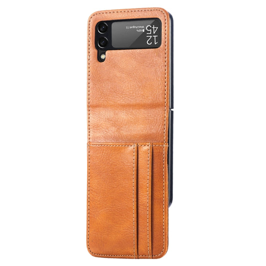 For Samsung Galaxy Z Flip4 5G Vertical Flip Card Slot Leather Phone Case(Brown) - Samsung Accessories by buy2fix | Online Shopping UK | buy2fix