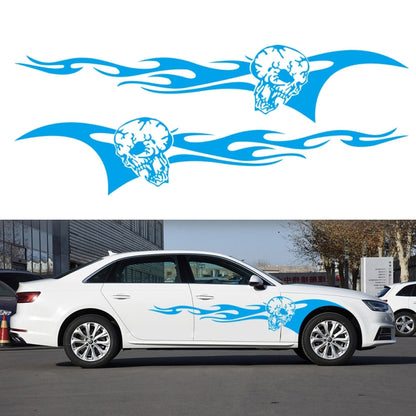 2 PCS/Set D-964 Skull Flame Pattern Car Modified Decorative Sticker(Blue) - In Car by buy2fix | Online Shopping UK | buy2fix