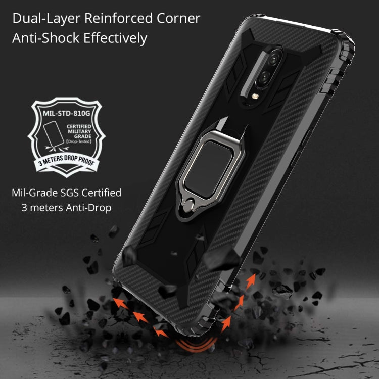 For OnePlus 7 / 6T Carbon Fiber Protective Case with 360 Degree Rotating Ring Holder(Black) - OnePlus Cases by buy2fix | Online Shopping UK | buy2fix