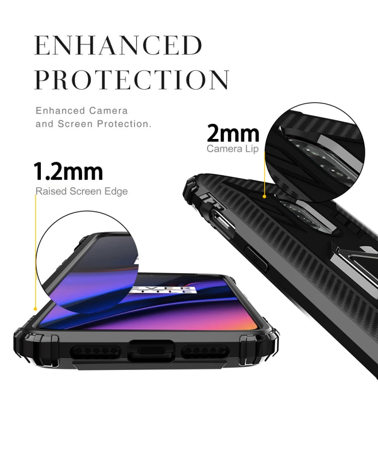 For OnePlus 7 / 6T Carbon Fiber Protective Case with 360 Degree Rotating Ring Holder(Black) - OnePlus Cases by buy2fix | Online Shopping UK | buy2fix