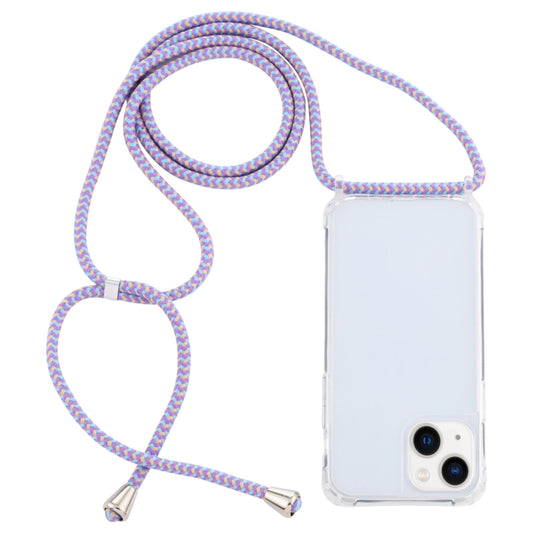 For iPhone 14 Transparent Acrylic Airbag Shockproof Phone Protective Case with Lanyard (Purple Blue Apricot) - Apple Accessories by buy2fix | Online Shopping UK | buy2fix