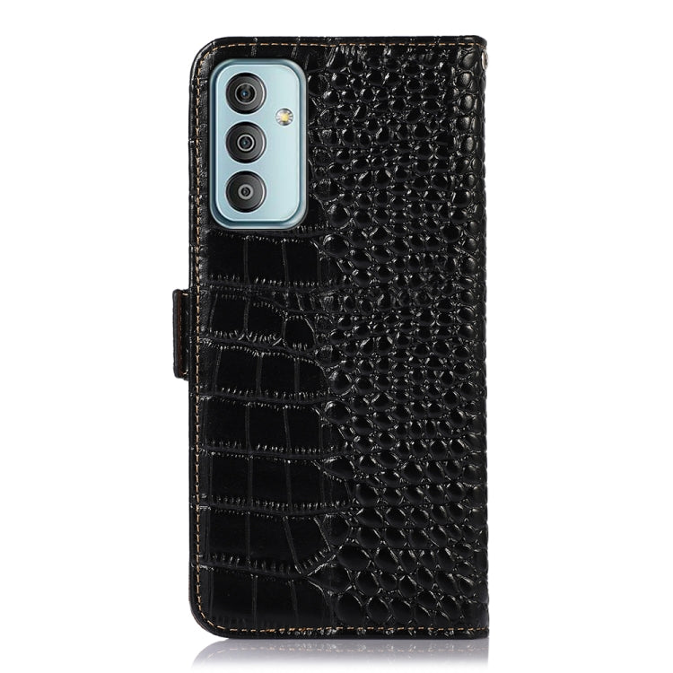 For Samsung Galaxy M13 4G Global Crocodile Top Layer Cowhide Leather Phone Case(Black) - Galaxy Phone Cases by buy2fix | Online Shopping UK | buy2fix