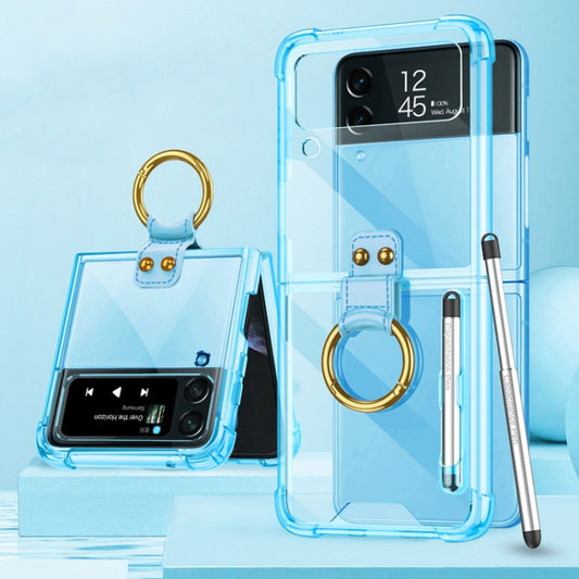 For Samsung Galaxy Z Flip4 GKK Airbag Protective Phone Case with Ring & Pen(Blue) - Galaxy Z Flip4 5G Cases by GKK | Online Shopping UK | buy2fix
