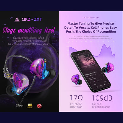 QKZ ZXT Sports In-ear Wired Control Plug HIFI Stereo Stage Monitor Earphone, Style:Standard Version(Transparent) - In Ear Wired Earphone by QKZ | Online Shopping UK | buy2fix