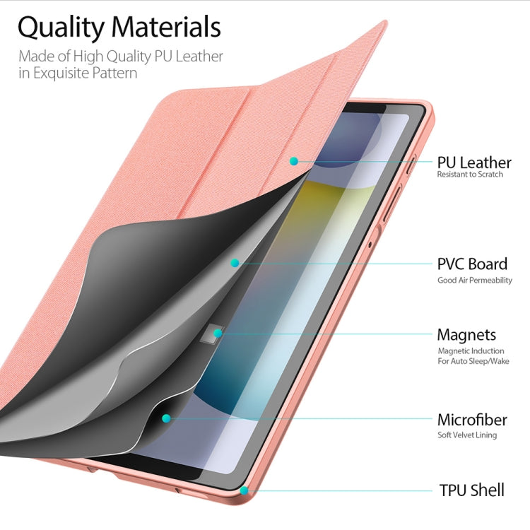 For Galaxy Tab S6 Lite 10.4 inch DUX DUCIS Domo Series Horizontal Flip Magnetic PU Leather Case with Three-folding Holder & Pen Slot(Pink) - Samsung Accessories by DUX DUCIS | Online Shopping UK | buy2fix