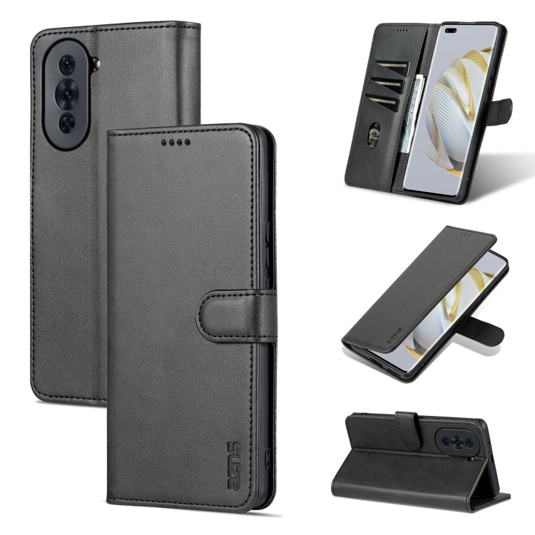 For Huawei nova 10 AZNS Skin Feel Calf Texture Flip Leather Phone Case(Black) - Mobile Accessories by AZNS | Online Shopping UK | buy2fix