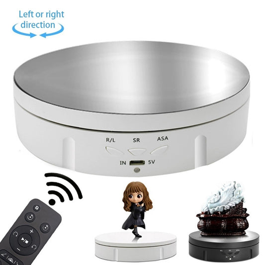 14.6cm Remote Mirror USB Electric Rotating Turntable Display Stand, Load: 10kg(White) - Camera Accessories by buy2fix | Online Shopping UK | buy2fix