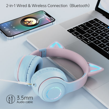 BT029C RGB Dual Modes Cat Ear Wireless Bluetooth Headphone(Blue) - Apple Accessories by buy2fix | Online Shopping UK | buy2fix