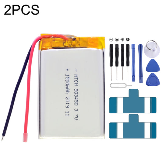 2pcs 803450 1500mAh Li-Polymer Battery Replacement - Others by buy2fix | Online Shopping UK | buy2fix