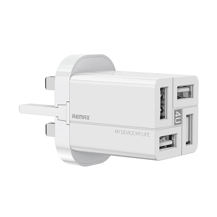 REMAX RP-U43 3.4A 4 USB Port Fast Charger, Specification:UK Plug(White) - USB Charger by REMAX | Online Shopping UK | buy2fix