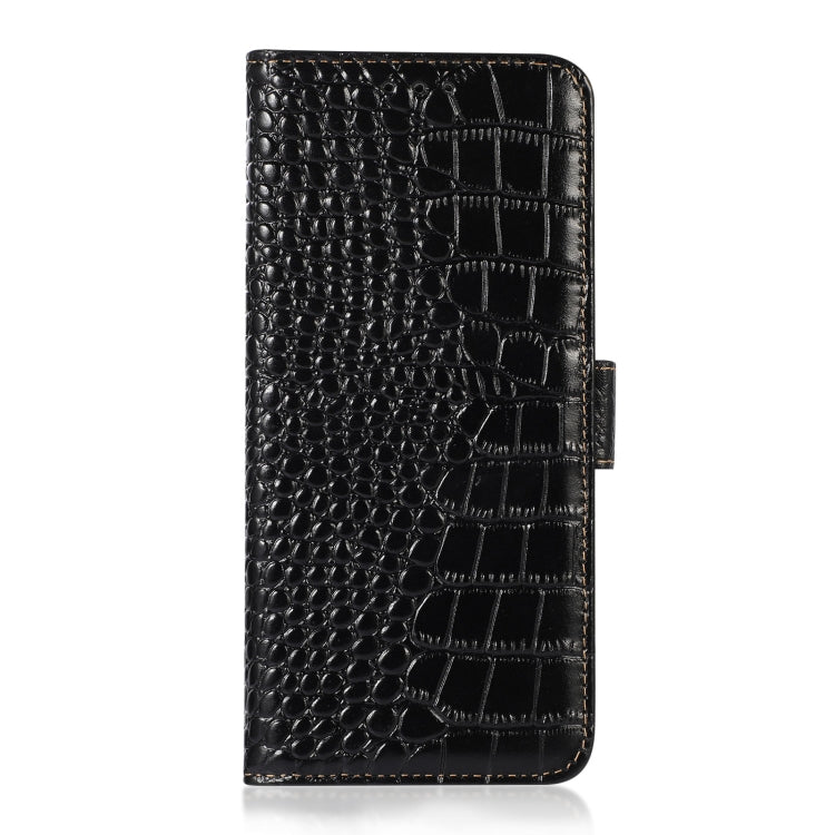 For Motorola Moto G32 Crocodile Top Layer Cowhide Leather Phone Case(Black) - Motorola Cases by buy2fix | Online Shopping UK | buy2fix