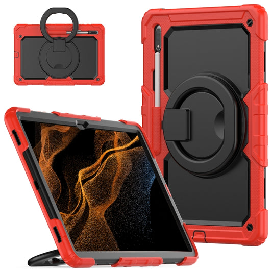 For Samsung Galaxy Tab S8 Ultra Bracelet Holder Silicone + PC Tablet Case(Red) - Galaxy Tab S8 Ultra Cases by buy2fix | Online Shopping UK | buy2fix