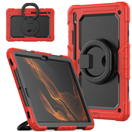 For Samsung Galaxy Tab S8+ / S7+ Bracelet Holder Silicone + PC Tablet Case(Red) - Galaxy Tab S8+ Cases by buy2fix | Online Shopping UK | buy2fix