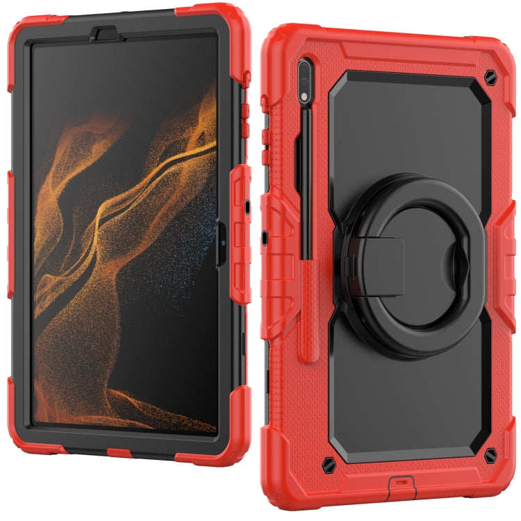 For Samsung Galaxy Tab S8+ / S7+ Bracelet Holder Silicone + PC Tablet Case(Red) - Galaxy Tab S8+ Cases by buy2fix | Online Shopping UK | buy2fix