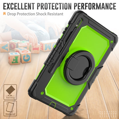 For Samsung Galaxy Tab S8+ / S7+ Bracelet Holder Silicone + PC Tablet Case(Yellow Green) - Galaxy Tab S8+ Cases by buy2fix | Online Shopping UK | buy2fix