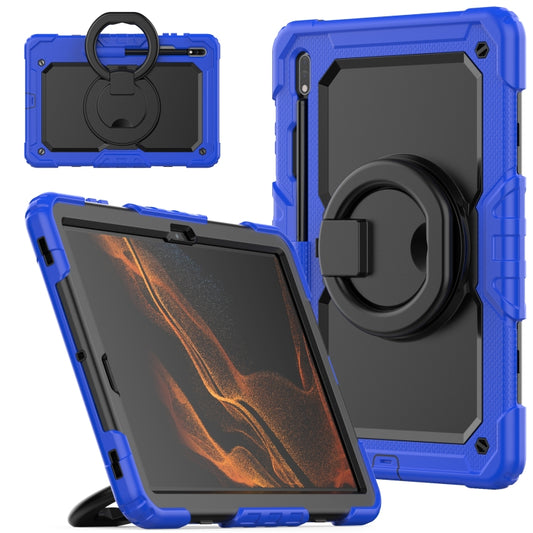 For Samsung Galaxy Tab S8+ / S7+ Bracelet Holder Silicone + PC Tablet Case(Blue) - Galaxy Tab S8+ Cases by buy2fix | Online Shopping UK | buy2fix