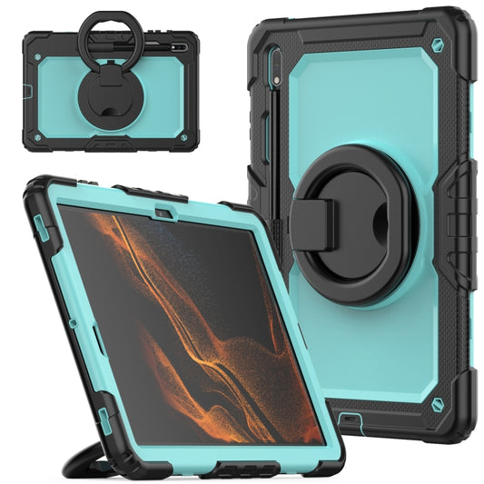 For Samsung Galaxy Tab S8+ / S7+ Bracelet Holder Silicone + PC Tablet Case(Light Blue) - Galaxy Tab S8+ Cases by buy2fix | Online Shopping UK | buy2fix