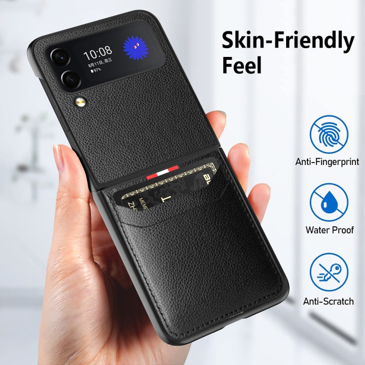 For Samsung Galaxy Z Flip4 5G GKK Litchi Texture Card Slot Phone Case(Grey) - Galaxy Z Flip4 5G Cases by GKK | Online Shopping UK | buy2fix