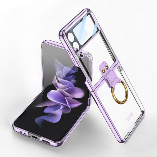 For Samsung Galaxy Z Flip4 GKK Integrated Electroplating Phone Case with Ring(Purple) - Samsung Accessories by GKK | Online Shopping UK | buy2fix