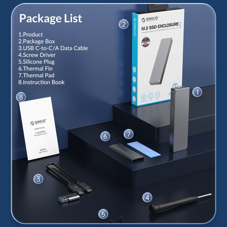 ORICO M212C3-G2-SV 10Gbps M.2 NVMe SSD Enclosure(Silver) - HDD Enclosure by ORICO | Online Shopping UK | buy2fix
