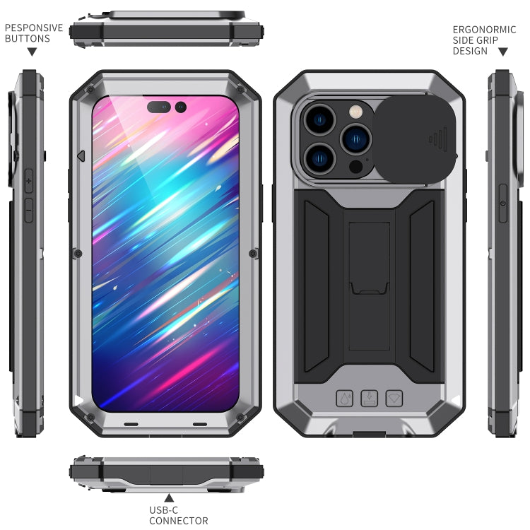 For iPhone 14 Pro Max R-JUST Shockproof Life Waterproof Dust-proof Case (Silver) - iPhone 14 Pro Max Cases by R-JUST | Online Shopping UK | buy2fix