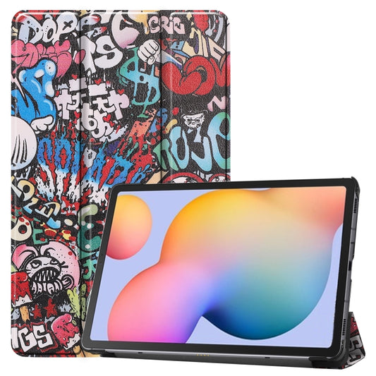For Samsung Galaxy Tab S6 Lite P610 10.4 inch Colored Drawing Horizontal Flip Leather Case, with Three-folding Holder(Graffiti) - Samsung Accessories by buy2fix | Online Shopping UK | buy2fix