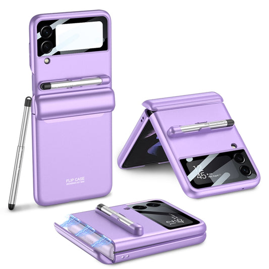 For Samsung Galaxy Z Flip4 GKK Magnetic Full Coverage Phone Flip Case with Pen(Purple) - Samsung Accessories by GKK | Online Shopping UK | buy2fix