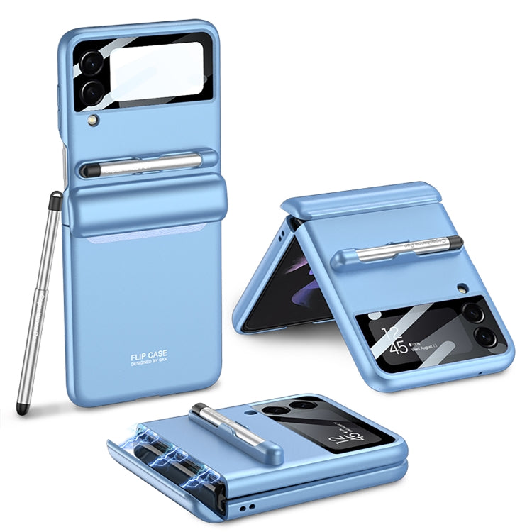 For Samsung Galaxy Z Flip4 GKK Magnetic Full Coverage Phone Flip Case with Pen(Blue) - Samsung Accessories by GKK | Online Shopping UK | buy2fix