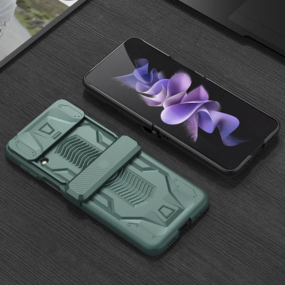 For Samsung Galaxy Z Flip4 GKK Sliding Camshield Magnetic Armor Flip Phone Case(Forest Green) - Galaxy Z Flip4 5G Cases by GKK | Online Shopping UK | buy2fix