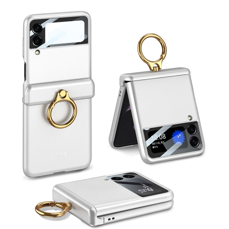 For Samsung Galaxy Z Flip4 GKK Magnetic Hinged Flip Case with Ring Holder(Silver) - Galaxy Z Flip4 5G Cases by GKK | Online Shopping UK | buy2fix