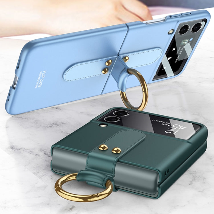 For Samsung Galaxy Z Flip4 GKK Ultra-thin PC Full Coverage Phone Flip Case with Ring Holder(Silver) - Galaxy Z Flip4 5G Cases by GKK | Online Shopping UK | buy2fix