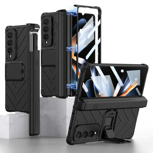 For Samsung Galaxy Z Fold4 GKK Integrated Magnetic Armor Flip Phone Case With Pen Box(Black) - Samsung Accessories by GKK | Online Shopping UK | buy2fix