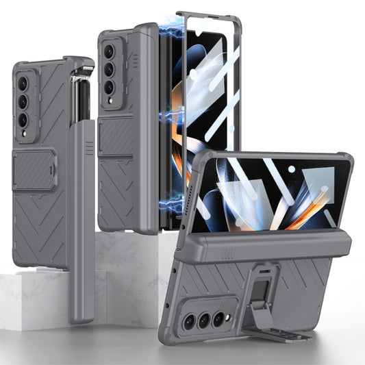 For Samsung Galaxy Z Fold4 GKK Integrated Magnetic Armor Flip Phone Case With Pen Box(Grey) - Samsung Accessories by GKK | Online Shopping UK | buy2fix