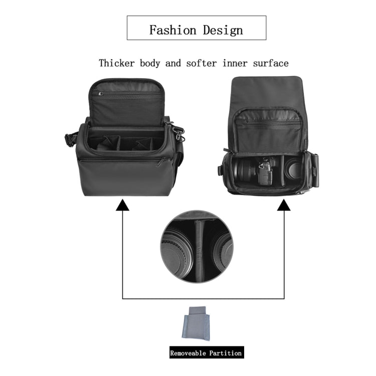 CADeN D73 Camera Sling Bag Water-resistant Shockproof Camera Handbag, Size:23.5 x 14 x 19cm Black White - Camera Accessories by CADeN | Online Shopping UK | buy2fix