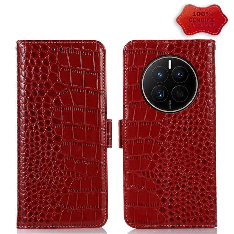 For Huawei Mate 50 Crocodile Top Layer Cowhide Leather Phone Case(Red) - Huawei Cases by buy2fix | Online Shopping UK | buy2fix