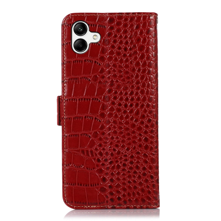 For Samsung Galaxy A04 4G Crocodile Top Layer Cowhide Leather Phone Case(Red) - Galaxy Phone Cases by buy2fix | Online Shopping UK | buy2fix