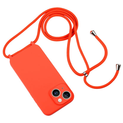 For iPhone 14 Crossbody Lanyard Liquid Silicone Case(Orange) - iPhone 14 Cases by buy2fix | Online Shopping UK | buy2fix