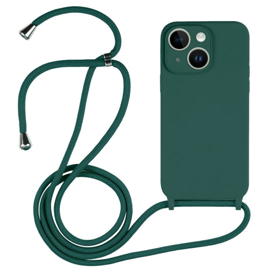 For iPhone 14 Crossbody Lanyard Liquid Silicone Case(Pine Needle Green) - iPhone 14 Cases by buy2fix | Online Shopping UK | buy2fix