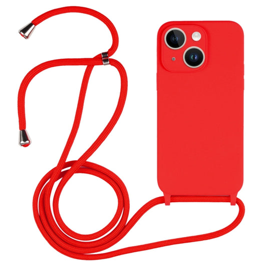 For iPhone 14 Plus Crossbody Lanyard Liquid Silicone Case(Red) - iPhone 14 Plus Cases by buy2fix | Online Shopping UK | buy2fix