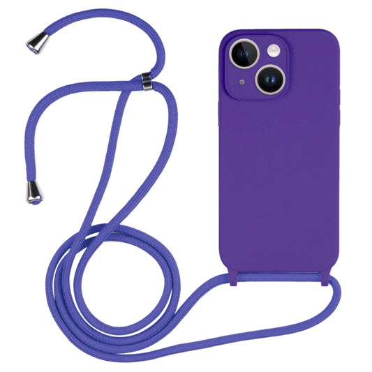 For iPhone 14 Plus Crossbody Lanyard Liquid Silicone Case(Purple) - iPhone 14 Plus Cases by buy2fix | Online Shopping UK | buy2fix